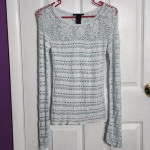 Vintage Light Blue Crochet Sweater